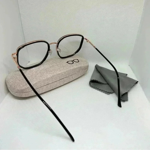 Rose Gold and Black Frame Blue Light Blocking Optical Glasses with Hard Case - Picture 3 of 4